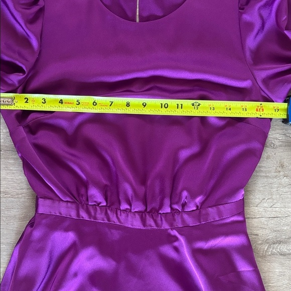 Milly Elma Long Sleeve Satin Purple Dress Mini Size 2 - Picture 7 of 11